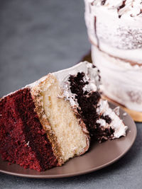 Close-up of dessert in plate on table