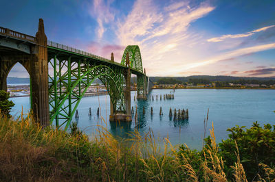 Bridge over river against sky