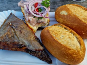 Close-up of food on table