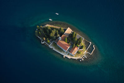 High angle view of boat in sea