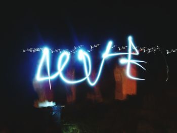 Illuminated light painting at night