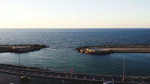 Scenic view of sea against clear sky