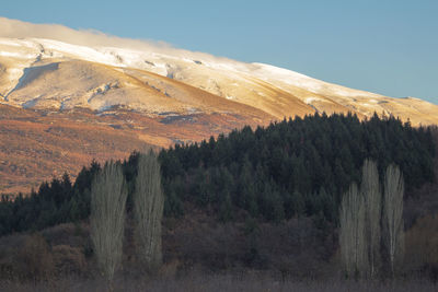 Scenic view of mountains against clear sky