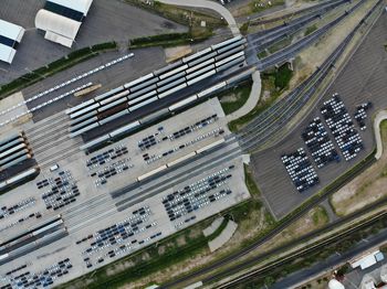 High angle view of highway in city