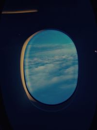 View of sky seen through airplane window