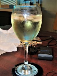 Close-up of beer in glass on table