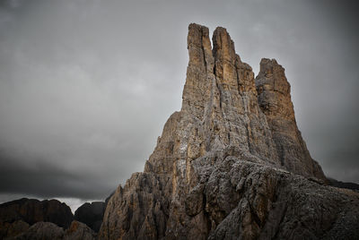 Low angle view of rock formation against sky