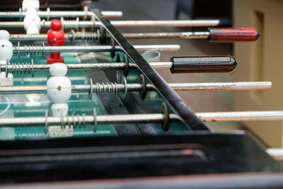 Close-up of foosball table