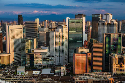 View of city at sunset