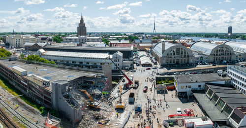 Demolition of the titanic building in the center of riga