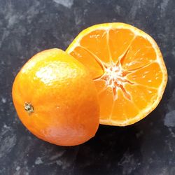 High angle view of orange on table