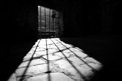 Sunlight falling on floor in abandoned building