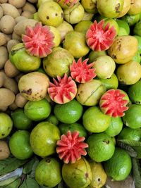 Full frame shot of apples in market