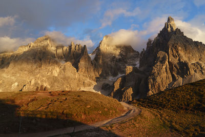 Panoramic view of mountains against sky