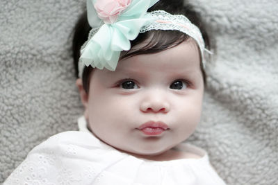 Close-up portrait of cute baby