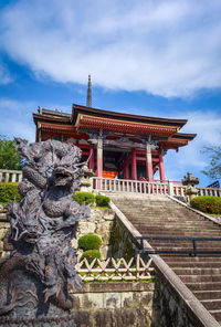 Exterior of temple building against sky