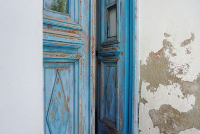 Close-up of blue door