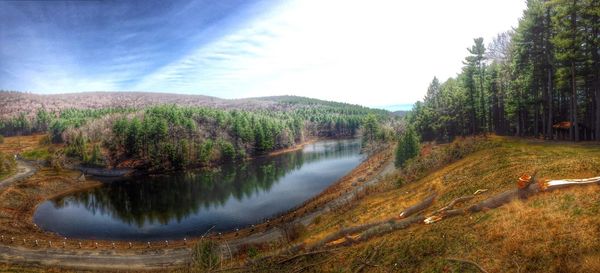 Scenic view of lake against sky