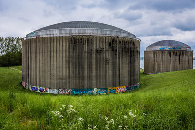 Street art on old concrete silos