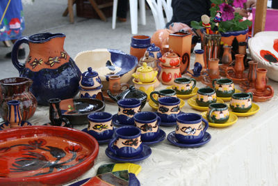 High angle view of food on table