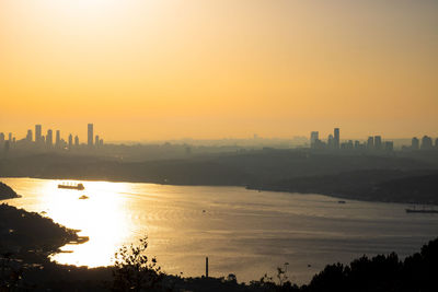 Cityscape of istanbul at sunset from beykoz district.