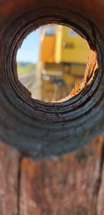 Close-up of hole on wood