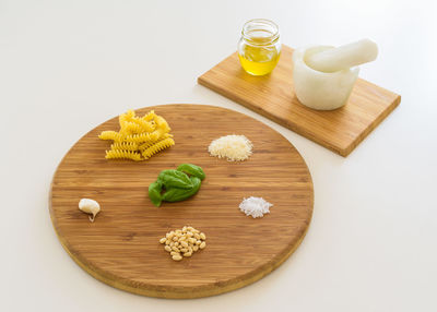 High angle view of drink on table