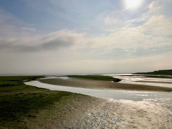 Scenic view of beach against sky