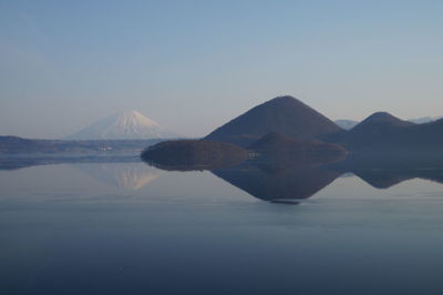 Scenic view of lake against clear sky