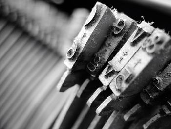 Close-up of old typewriter letterpress