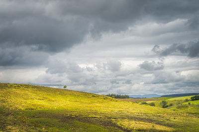 Scenic view of land against sky