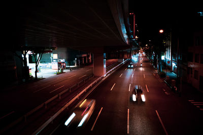 View of city street at night