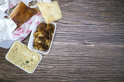 High angle view of food on table