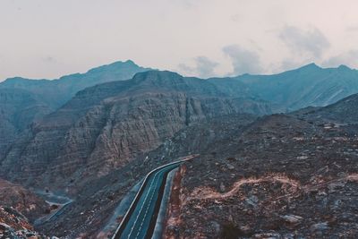 High angle view of street in mountains