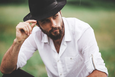 Handsome young man wearing hat