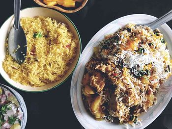 High angle view of food in plate