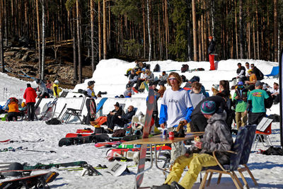 Group of people on snow covered land