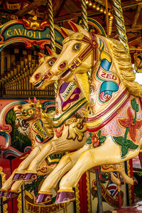 Close-up of carousel at amusement park