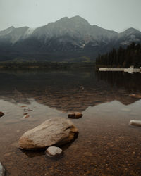 Scenic view of lake against sky