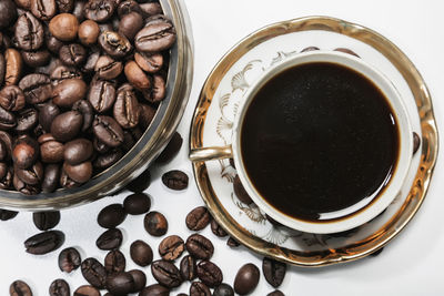 Directly above shot of coffee beans on table