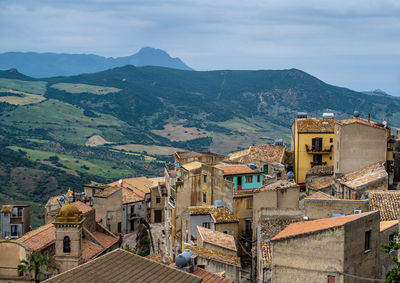 High angle view of townscape against sky