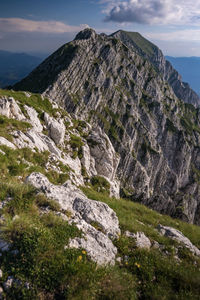 Scenic view of rocky mountains against sky