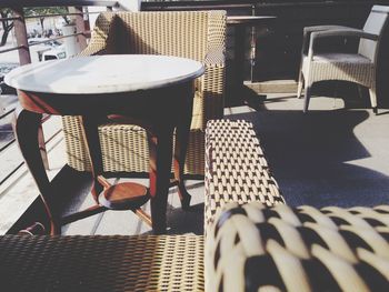 Close-up of chair on table