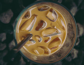 Close-up of ice cofee milk