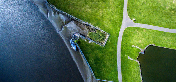 High angle view of farm