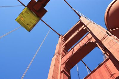 Low angle view of building against clear blue sky