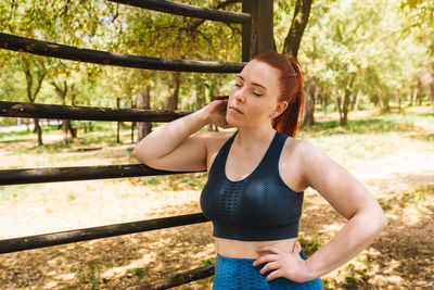 Woman standing at park