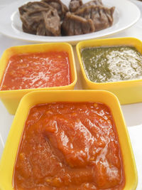 High angle view of food in bowl