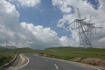 Road by landscape against sky