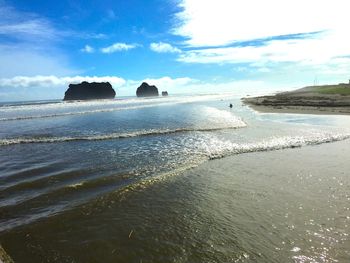 Scenic view of beach against sky